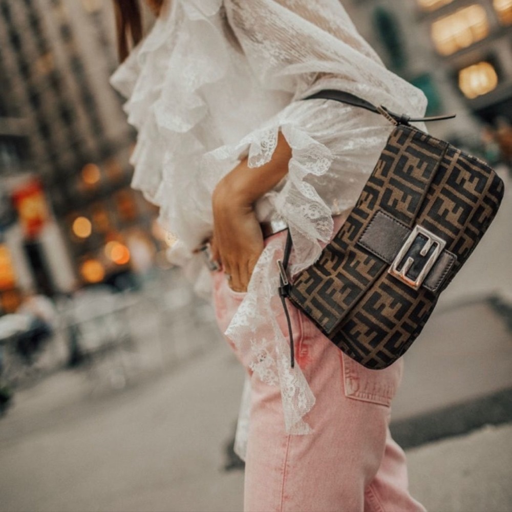 🎁AUTHENTIC FENDI ZUCCA MAMMA BAGUETTE MINI BAG